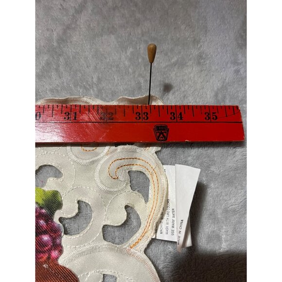 Thanksgiving Fall Harvest Embroidered Applique Tablecloth Pumpkins & Cornucopia - Picture 6 of 7